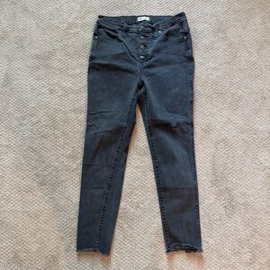 Madewell Black High-Rise Skinny Jeans with Button-Fly, Size 31